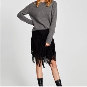 Zara suede fringe skirt size XS